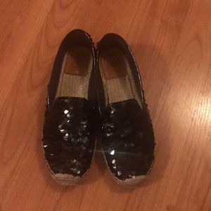 Tory Burch Black Sequin Espadrilles 8.5